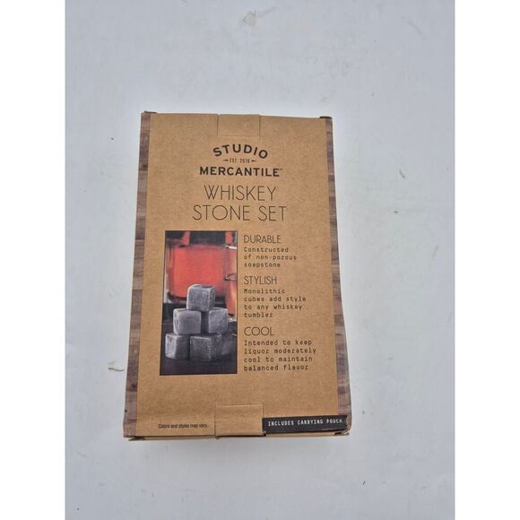 Studio Mercantile 10-Piece Whiskey Stone Set for‎ Cocktails Travel Pouch NIB - Picture 2 of 5